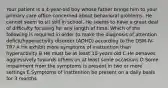 Your patient is a 4-year-old boy whose father brings him to your primary care office concerned about behavioral problems. He cannot seem to sit still in school. He seems to have a great deal of difficulty focusing for any length of time. Which of the following is required in order to make the diagnosis of attention deficit/hyperactivity disorder (ADHD) according to the DSM-IV-TR? A He exhibit more symptoms of inattention than hyperactivity B He must be at least 10-years-old C He behaves aggressively towards others on at least some occasions D Some impairment from the symptoms is present in two or more settings E Symptoms of inattention be present on a daily basis for 3 months