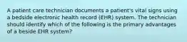 A patient care technician documents a patient's vital signs using a bedside electronic health record (EHR) system. The technician should identify which of the following is the primary advantages of a beside EHR system?