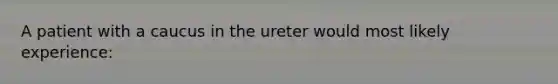 A patient with a caucus in the ureter would most likely experience: