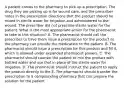 A patient comes to the pharmacy to pick up a prescription. The drug they are picking up is for wound care, and the prescriber notes in the prescription directions that the product should be mixed in sterile water for irrigation and administered to the wound. The prescriber did not prescribe sterile water for the patient. What is the most appropriate action for the pharmacist to take in this situation? A. The pharmacist should call the prescriber to have them issue a prescription for the product so the pharmacy can provide the medication to the patient. B. The pharmacist should issue a prescription for this product and fill it, which is allowed under expanded pharmacist powers. C. The pharmacist should counsel the patient to mix the product with bottled water and use that in place of the sterile water for irrigation. D. The pharmacist should instruct the patient to apply the product directly to the E. The pharmacist should transfer the prescription to a compounding pharmacy that can prepare the solution for the patient