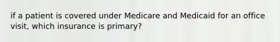 if a patient is covered under Medicare and Medicaid for an office visit, which insurance is primary?