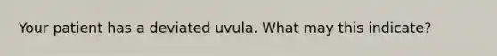 Your patient has a deviated uvula. What may this indicate?