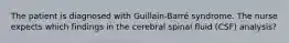 The patient is diagnosed with Guillain-Barré syndrome. The nurse expects which findings in the cerebral spinal fluid (CSF) analysis?