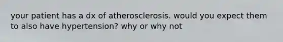 your patient has a dx of atherosclerosis. would you expect them to also have hypertension? why or why not