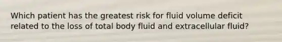 Which patient has the greatest risk for fluid volume deficit related to the loss of total body fluid and extracellular fluid?