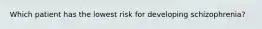 Which patient has the lowest risk for developing schizophrenia?