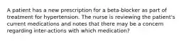 A patient has a new prescription for a beta-blocker as part of treatment for hypertension. The nurse is reviewing the patient's current medications and notes that there may be a concern regarding inter-actions with which medication?