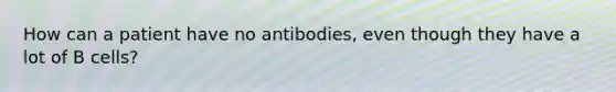 How can a patient have no antibodies, even though they have a lot of B cells?