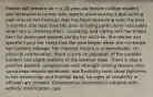 Patient will present as → a 20-year-old female college student and recreational runner who reports experiencing a dull, aching pain around her kneecap that has been worsening over the past 3 months. She describes the pain as being particularly noticeable when she is climbing stairs, squatting, and sitting with her knees bent for prolonged periods during her lectures. She denies any specific injury but notes that the pain began when she increased her running mileage. Her medical history is unremarkable. On physical examination, there is pain on palpation of the patellar borders and slight swelling of the anterior knee. There is also a positive patellar compression test. Strength testing reveals mild quadriceps muscle weakness, and flexibility tests show tightness in her hamstrings and iliotibial band. No signs of instability or effusion are present. Conservative treatment is initiated with activity modification, qua