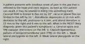 A patient presents with insidious onset of pain in the jaw that is referred to the head and neck regions. As best as tl1e patient can recall, it may be related to biting into something hard. Cervical ROM is limited in flex.ion by 20°, cervical lateral flex.ion limited to the left by 10 °. Mandibular depression is 10 mm with deviation to the left, protrusion is 4 mm, and lateral deviation is 15 mm to the right and 6 mm to the left. What is the MOST likely diagnosis given this patient's symptoms? a. Cervical spine and TMJ capsular restrictions on the left. b. Capsule-ligamentous pattern of temporomandibular joint (TMJ) on the left. c. Weak lateral pte1ygoids on the left. d. Weak lateral pterygoids on the right.