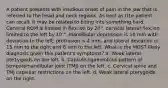 A patient presents with insidious onset of pain in the jaw that is referred to the head and neck regions. As best as tl1e patient can recall, it may be related to biting into something hard. Cervical ROM is limited in flex.ion by 20°, cervical lateral flex.ion limited to the left by 10 °. Mandibular depression is 10 mm with deviation to the left, protrusion is 4 mm, and lateral deviation is 15 mm to the right and 6 mm to the left. What is the MOST likely diagnosis given this patient's symptoms? a. Weak lateral pte1ygoids on the left. b. Capsule-ligamentous pattern of temporomandibular joint (TMJ) on the left. c. Cervical spine and TMJ capsular restrictions on the left. d. Weak lateral pterygoids on the right.