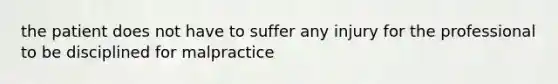 the patient does not have to suffer any injury for the professional to be disciplined for malpractice