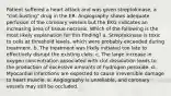 Patient suffered a heart attack and was given streptokinase, a "clot-busting" drug in the ER. Angiography shows adequate perfusion of the coronary vessels but the EKG indicates an increasing area of tissue necrosis. Which of the following is the most likely explanation for this finding? a. Streptokinase is toxic to cells at threshold levels, which were probably exceeded during treatment. b. The treatment was likely initiated too late to effectively disrupt the existing clots. c. The large increase in oxygen concentration associated with clot dissolution leads to the production of excessive amounts of hydrogen peroxide. d. Myocardial infarctions are expected to cause irreversible damage to heart muscle. e. Angiography is unreliable, and coronary vessels may still be occluded.