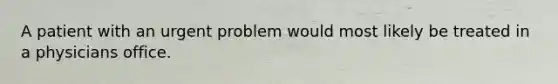 A patient with an urgent problem would most likely be treated in a physicians office.