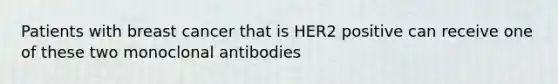 Patients with breast cancer that is HER2 positive can receive one of these two monoclonal antibodies