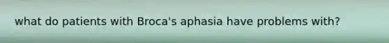 what do patients with Broca's aphasia have problems with?