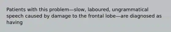 Patients with this problem—slow, laboured, ungrammatical speech caused by damage to the frontal lobe—are diagnosed as having