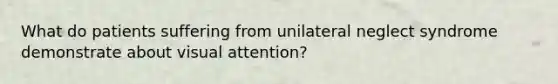 What do patients suffering from unilateral neglect syndrome demonstrate about visual attention?