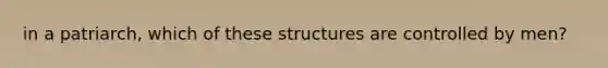 in a patriarch, which of these structures are controlled by men?