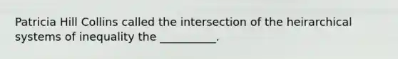 Patricia Hill Collins called the intersection of the heirarchical systems of inequality the __________.