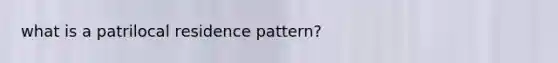 what is a patrilocal residence pattern?