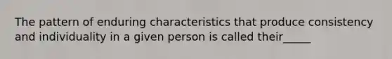 The pattern of enduring characteristics that produce consistency and individuality in a given person is called their_____