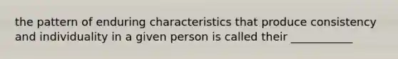 the pattern of enduring characteristics that produce consistency and individuality in a given person is called their ___________