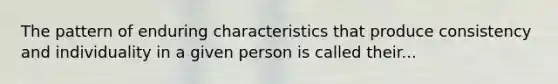 The pattern of enduring characteristics that produce consistency and individuality in a given person is called their...