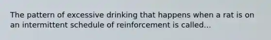 The pattern of excessive drinking that happens when a rat is on an intermittent schedule of reinforcement is called...