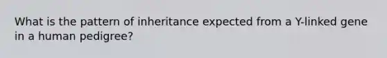 What is the pattern of inheritance expected from a Y-linked gene in a human pedigree?