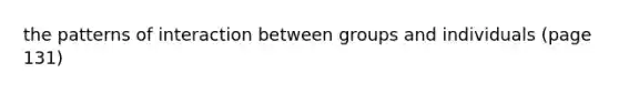 the patterns of interaction between groups and individuals (page 131)