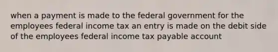 when a payment is made to the federal government for the employees federal income tax an entry is made on the debit side of the employees federal income tax payable account