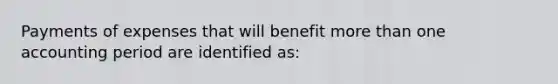 Payments of expenses that will benefit more than one accounting period are identified as: