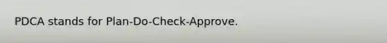 PDCA stands for Plan-Do-Check-Approve.