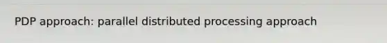 PDP approach: parallel distributed processing approach