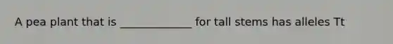 A pea plant that is _____________ for tall stems has alleles Tt