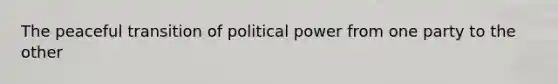 The peaceful transition of political power from one party to the other