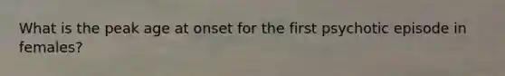 What is the peak age at onset for the first psychotic episode in females?