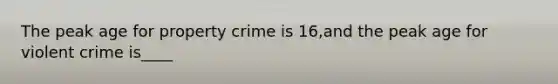 The peak age for property crime is 16,and the peak age for violent crime is____