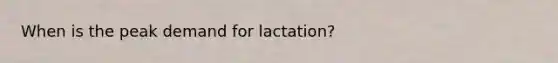 When is the peak demand for lactation?