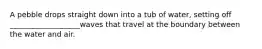 A pebble drops straight down into a tub of water, setting off ___________________waves that travel at the boundary between the water and air.