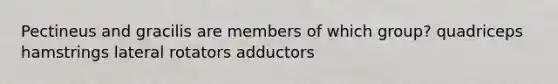 Pectineus and gracilis are members of which group? quadriceps hamstrings lateral rotators adductors