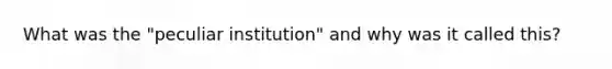 What was the "peculiar institution" and why was it called this?