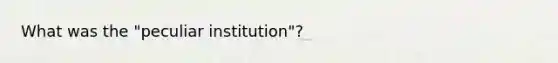 What was the "peculiar institution"?