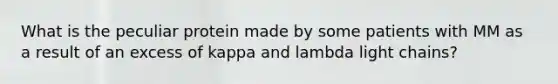 What is the peculiar protein made by some patients with MM as a result of an excess of kappa and lambda light chains?