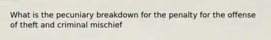 What is the pecuniary breakdown for the penalty for the offense of theft and criminal mischief