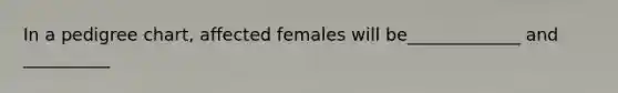 In a pedigree chart, affected females will be_____________ and __________