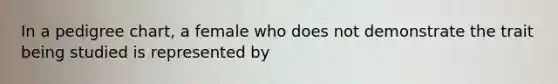 In a pedigree chart, a female who does not demonstrate the trait being studied is represented by