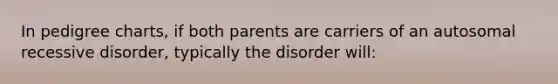 In pedigree charts, if both parents are carriers of an autosomal recessive disorder, typically the disorder will: