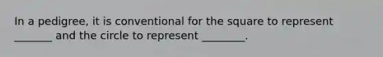 In a pedigree, it is conventional for the square to represent _______ and the circle to represent ________.